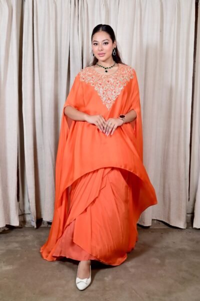 Orange Two-Piece Kaftan Dress