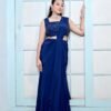 Royal Blue Drape Saree Style Gown