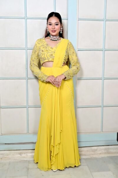 Sunshine Glow Yellow Drape Saree