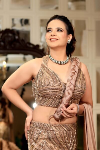 Alternative view of Golden Glamour Mermaid Gown – Luxe Hand-Embellished Designer Dress