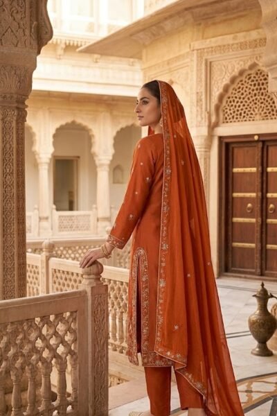 Alternative view of Pure Silk-Satin Kurta Set