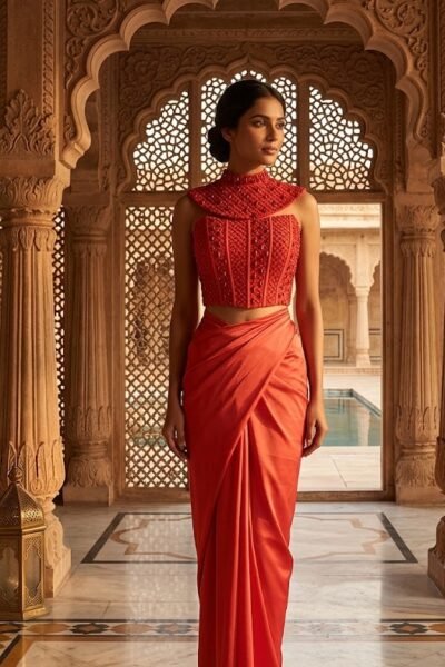 Scarlet Élan Corset Draped Gown
