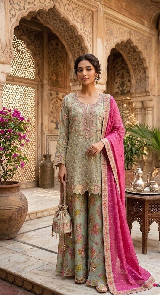Sage Noor Sharara Set