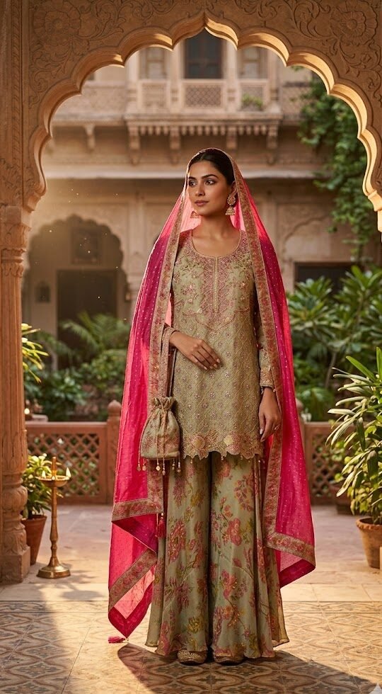 Sage Noor Sharara Set - Image 3