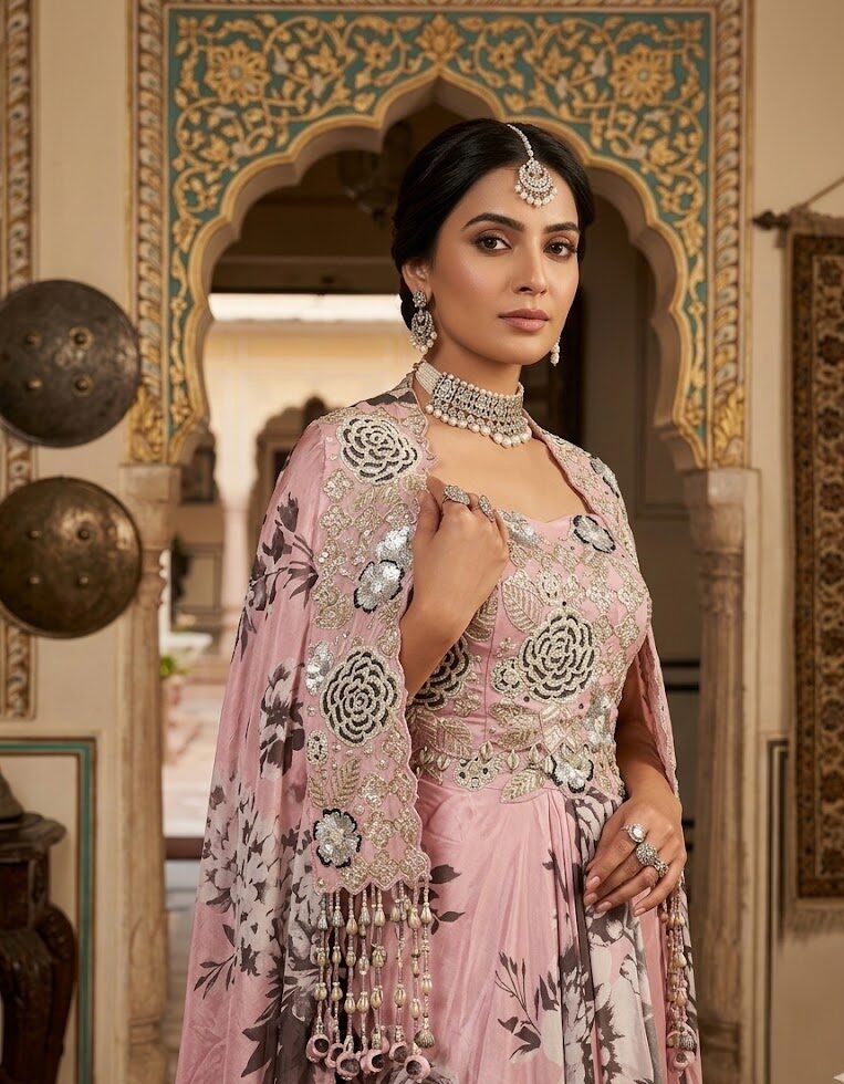 Blush Noir Rose Cape Set - Image 3