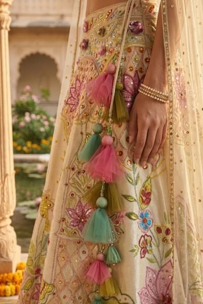 Alternative view of Celeste Crystal Fringe Lehenga Set