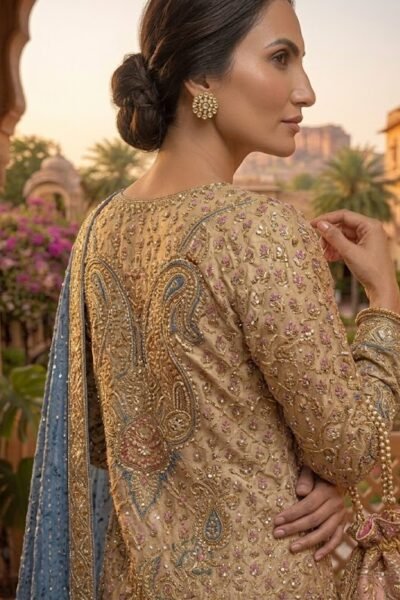 Alternative view of Azure Royale Sharara Set