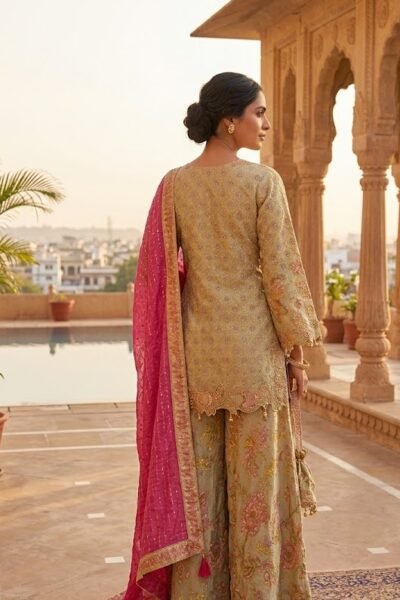Alternative view of Sage Gulnaar Sharara Set