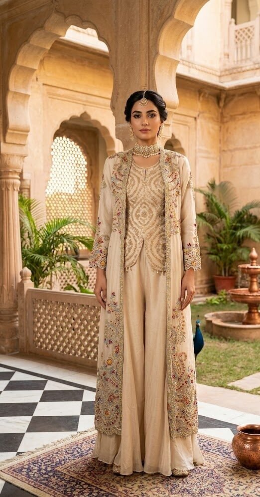 Champagne Rangrez Festive Ensemble