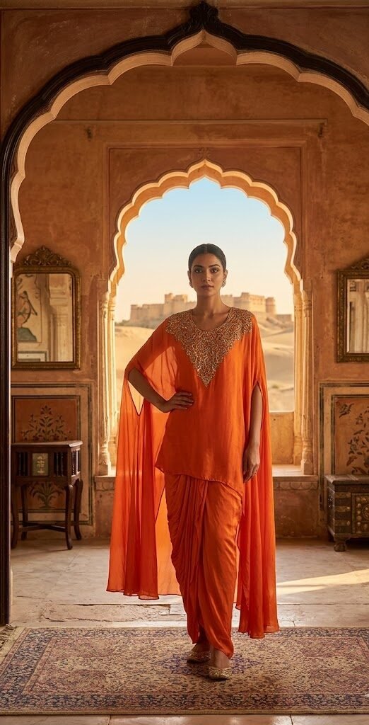 Sunset Noor Kaftan Dhoti Set