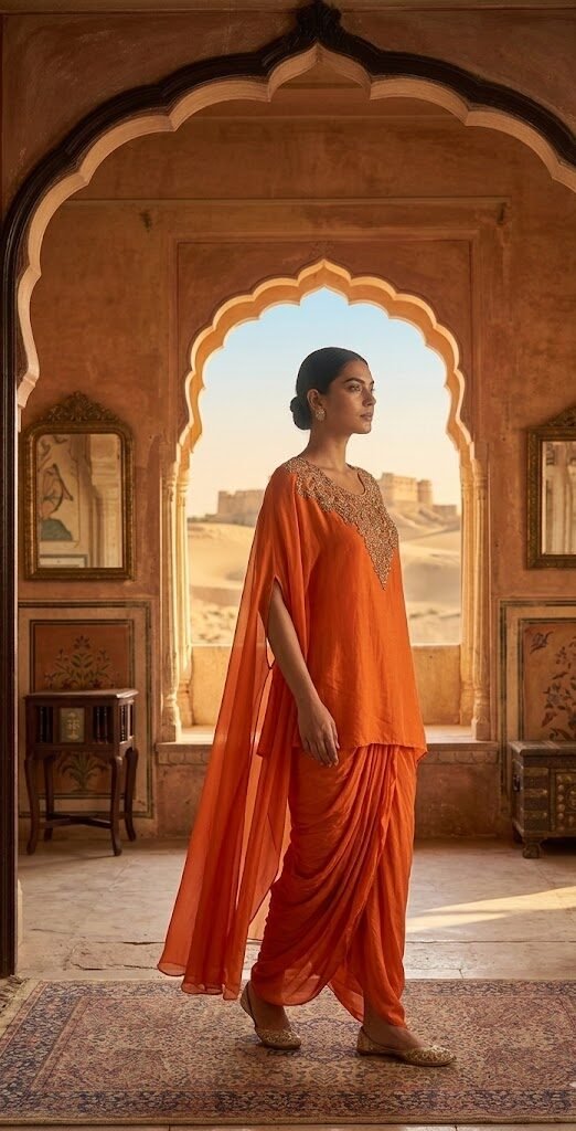 Sunset Noor Kaftan Dhoti Set - Image 3