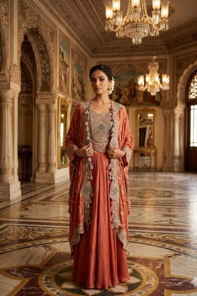 Coral Drape Fusion Co-Ord Set