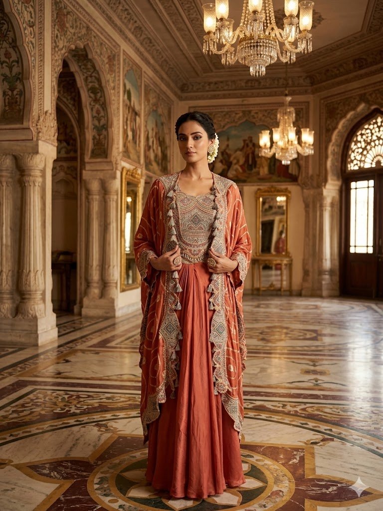 Coral Drape Fusion Co-Ord Set